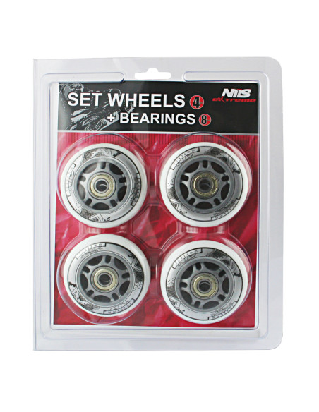 70x24 82A БЯЛО (4 бр.) + ABEC-7 (8 бр.) КОМПЛЕКТ NILS EXTREME