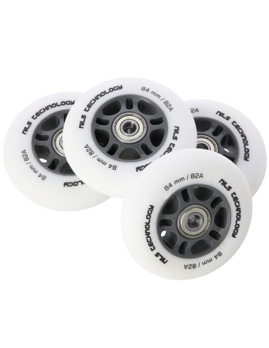 84x24 82A БЯЛО МАТ (4 БРОЯ) + ABEC-9 ХРОМ (8 БРОЯ) КОМПЛЕКТ NILS EXTREME