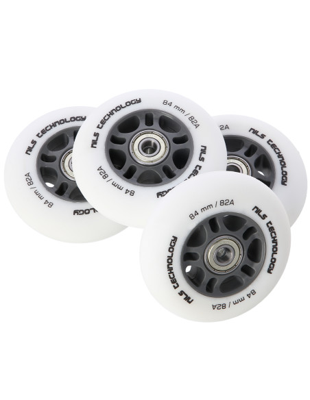 84x24 82A БЯЛО МАТ (4 БРОЯ) + ABEC-9 ХРОМ (8 БРОЯ) КОМПЛЕКТ NILS EXTREME