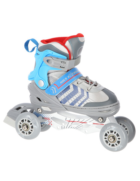 4-В-1 СИВО-СИНИ КЪНКИ РАЗМЕР M (34-38) СЪС СМЕНЯЕМО ОСТРИЕ ЗА ХОКЕЙ НА ЛЕД NILS EXTREME