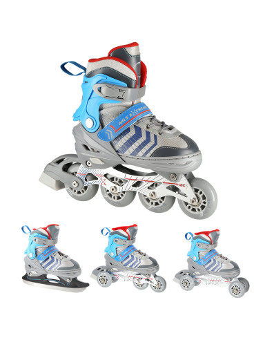 4-В-1 СИВО-СИНИ КЪНКИ РАЗМЕР M (34-38) СЪС СМЕНЯЕМО ОСТРИЕ ЗА ХОКЕЙ НА ЛЕД NILS EXTREME