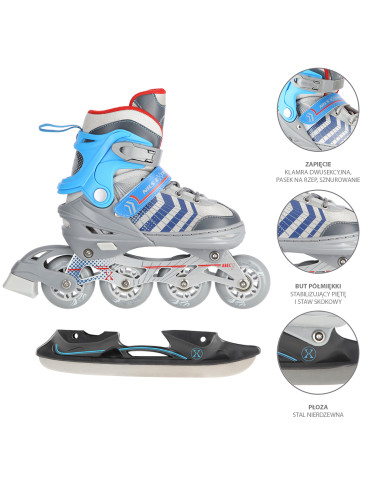 4-В-1 СИВО-СИНИ РАЗМЕР L (39-43) КЪНКИ СЪС СМЕНЯЕМО ОСТРИЕ ЗА ХОКЕЙ НА ЛЕД NILS EXTREME