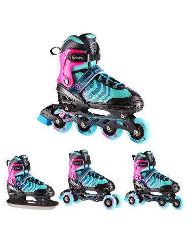 4-В-1 ЧЕРНО-ЛИЛАВ РАЗМЕР M (34-38) КЪНКИ СЪС СМЕНЯЕМО ХОКЕЙНО ОСТРИЕ NILS EXTREME