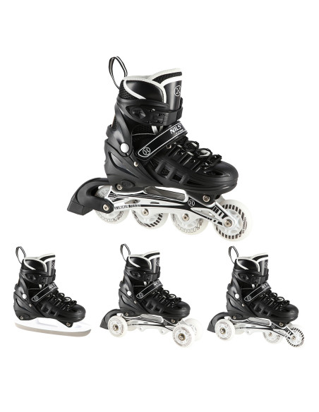 КЪНКИ 4-В-1 ЧЕРНИ LED РАЗМЕР M(35-38) СЪС СМЕНЯЕМОТО ХОКЕЙНО ОСТРИЕ NILS EXTREME