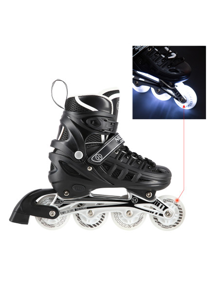 4-В-1 ЧЕРНИ КЪНКИ LED РАЗМЕР L (39-42) СЪС СМЕНЯЕМОТО ХОКЕЙНО ОСТРИЕ NILS EXTREME