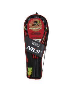 Комплект Crossminton от 2 ракети + пружинни топки + защитен калъф, червен Nils