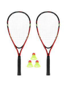 Комплект Crossminton от 2 ракети + пружинни топки + защитен калъф, червен Nils 2