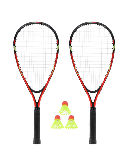Комплект Crossminton от 2 ракети + пружинни топки + защитен калъф, червен Nils