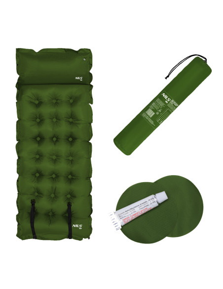 ТЪМНО ЗЕЛЕНА САМОНАДУВАЩА ПОСТЕЛКА NILS CAMP