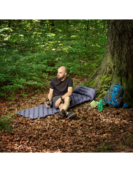 СИВА ТУРИСТИЧЕСКА ПОСТИЛКА С ВЪЗДУШНА ПОМПА NILS CAMP