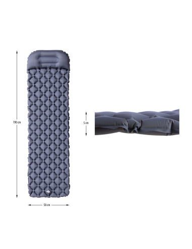 СИВА ТУРИСТИЧЕСКА ПОСТИЛКА С ВЪЗДУШНА ПОМПА NILS CAMP