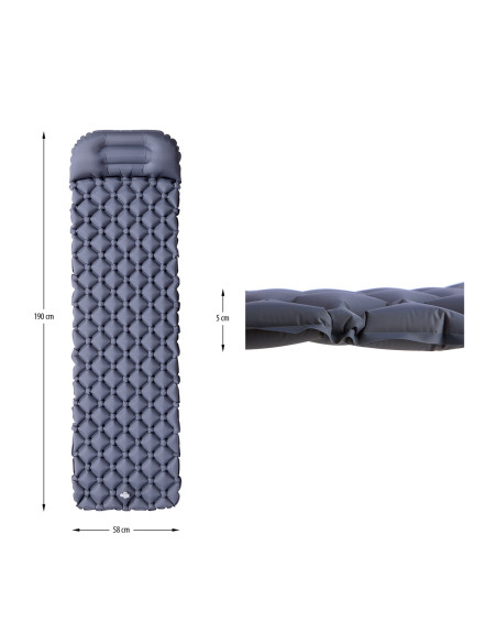 СИВА ТУРИСТИЧЕСКА ПОСТИЛКА С ВЪЗДУШНА ПОМПА NILS CAMP