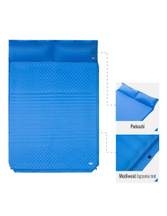 СИНЯ САМОНАДУВАЩА ПОСТИЛКА С ВЪЗГЛАВНИЦА ЗА 2 МЕСТА NILS CAMP