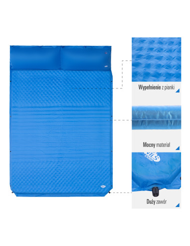 СИНЯ САМОНАДУВАЩА ПОСТИЛКА С ВЪЗГЛАВНИЦА ЗА 2 МЕСТА NILS CAMP