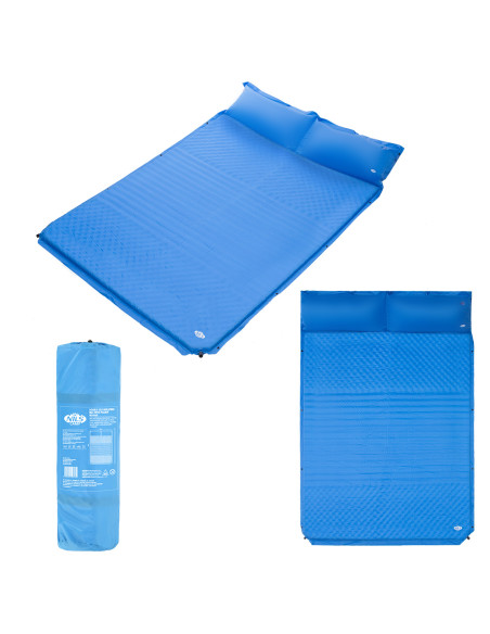 СИНЯ САМОНАДУВАЩА ПОСТИЛКА С ВЪЗГЛАВНИЦА ЗА 2 МЕСТА NILS CAMP