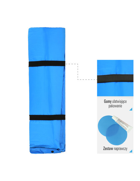 СИНЯ САМОНАДУВАЩА ПОСТИЛКА С ВЪЗГЛАВНИЦА ЗА 2 МЕСТА NILS CAMP