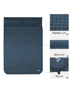 СИВА САМОНУВАЩА СЕ ПОСТЪЛКА С ВЪЗГЛАВНИЦА ЗА 2 ДУШИ NILS CAMP 2