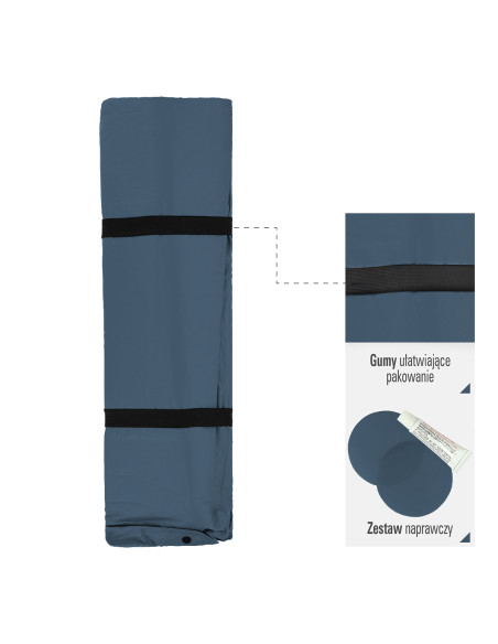 СИВА САМОНУВАЩА СЕ ПОСТЪЛКА С ВЪЗГЛАВНИЦА ЗА 2 ДУШИ NILS CAMP