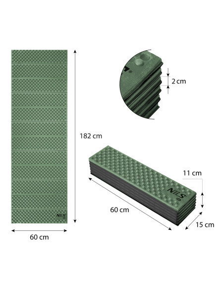 ЗЕЛЕНА СГЪВАЕМА ПОСТИЛКА 188см NILS CAMP