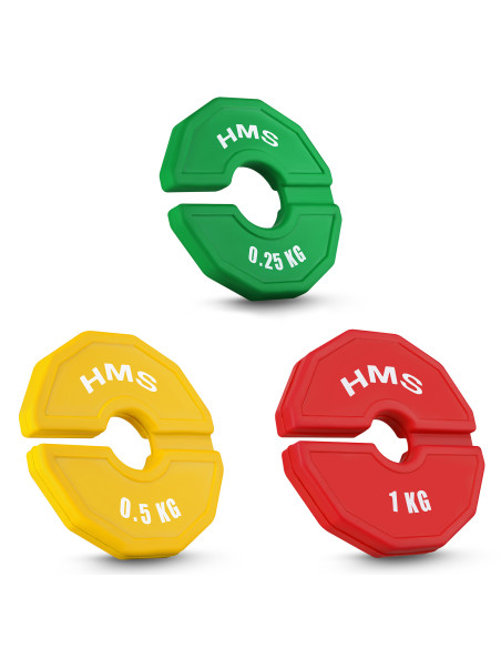 КОМПЛЕКТ МОНТИРАЩИ ТЕЖЕСТОВНИ ДИСКОВЕ 2 X 0,25–1 КГ (3,5 КГ) HMS