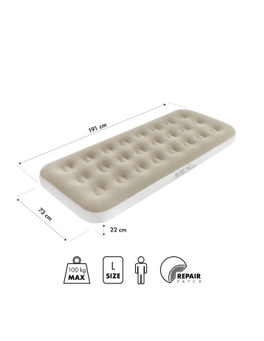 Боен матрак 191 х 73 х 22 см бежов Nils Camp