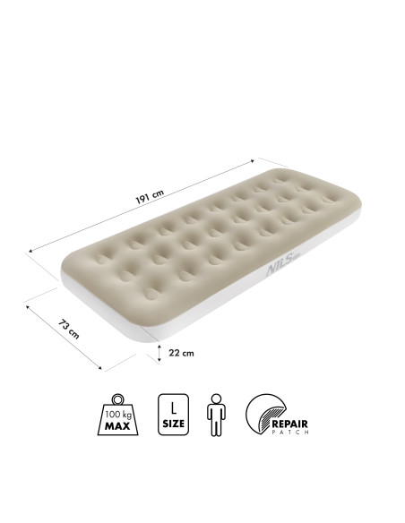 Боен матрак 191 х 73 х 22 см бежов Nils Camp
