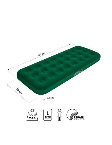 Къмпинг матрак 191 х 73 х 22 см зелен Nils Camp