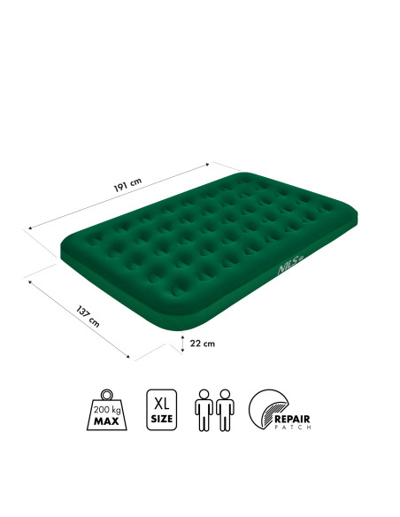 Къмпинг матрак 191 х 137 х 22 см зелен Nils Camp