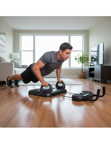 Многофункционална дъска за лицеви опори и планк с ластици за съпротивление HMS