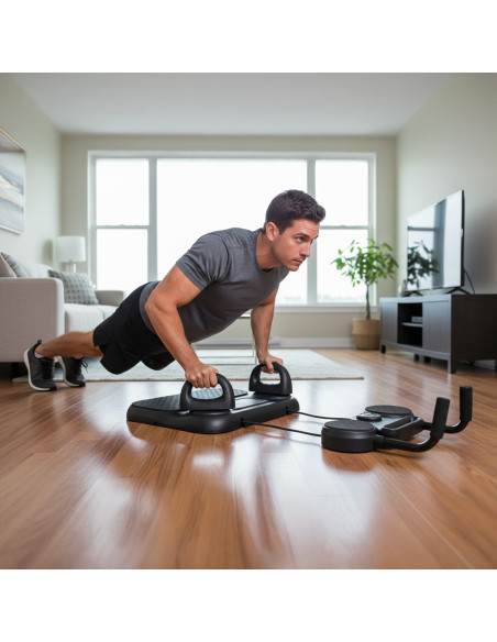 Многофункционална дъска за лицеви опори и планк с ластици за съпротивление HMS