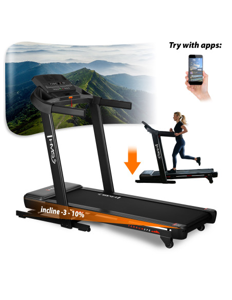 ДОМАШНА БЯГАЩА ПЪТЕКА С ФУНКЦИЯ ЗА НАКЛОН И СПУСКАНЕ HMS