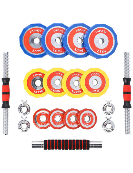 Дъмбел-Щанга в калъф цветен 2х10кг HMS
