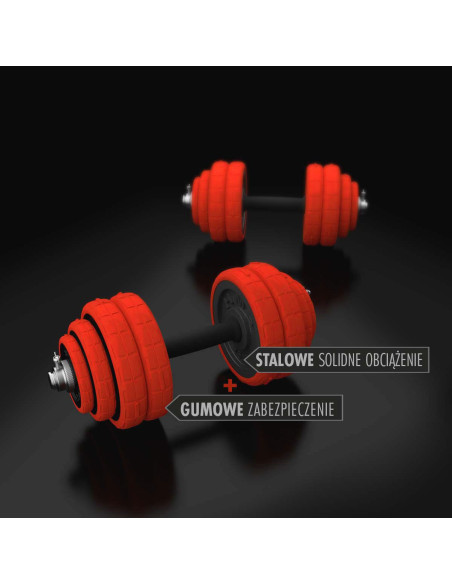 КОМПЛЕКТ ДЪМБЕЛИ С ГУМЕНО ПОКРИТИЕ 30KG HMS