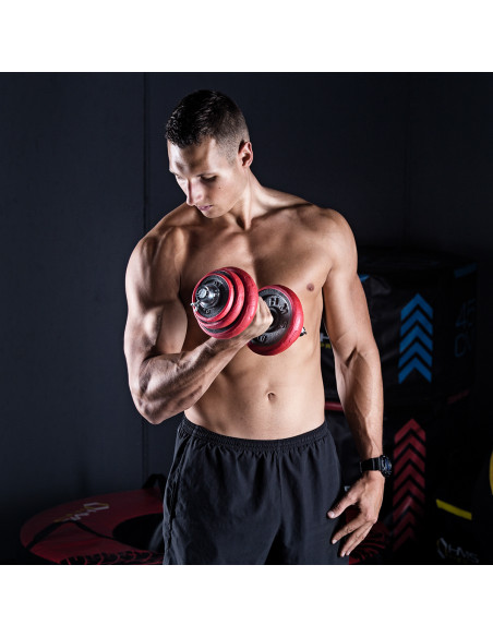 КОМПЛЕКТ ДЪМБЕЛИ С ГУМЕНО ПОКРИТИЕ 20KG HMS