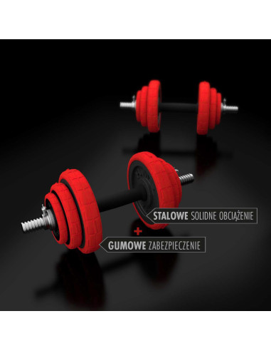 КОМПЛЕКТ ДЪМБЕЛИ С ГУМЕНО ПОКРИТИЕ 20KG HMS