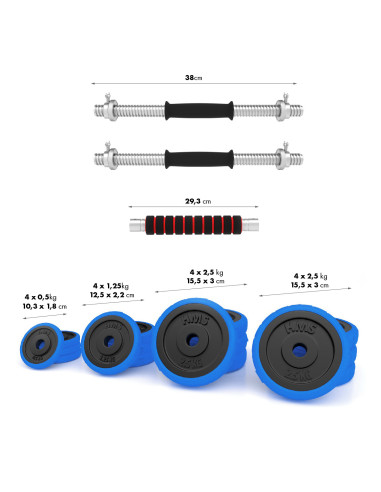ДЪМБЕЛ-ЩАНГА С ГУМЕНО ПОКРИТИЕ 30КГ HMS