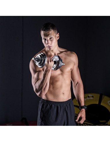 Дъмбели/Щанга в калъф, хромиран, 2х10 кг HMS