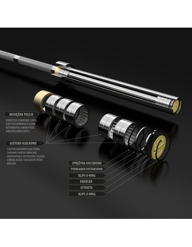 20 KG 2200 MM ОЛИМПИЙСКА ЩАНГА HMS PREMIUM + ZG1500 ЗЛАТНИ ЗАКОЧКИ ЗА ЗАКЛЮЧВАЩА ЧЕЛЮСТ