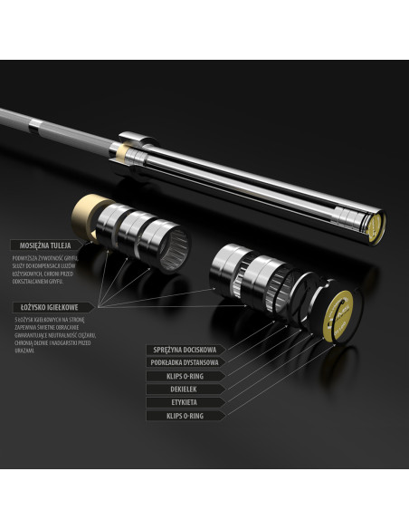 20 KG 2200 MM ОЛИМПИЙСКА ЩАНГА HMS PREMIUM + ZG1500 ЗЛАТНИ ЗАКОЧКИ ЗА ЗАКЛЮЧВАЩА ЧЕЛЮСТ