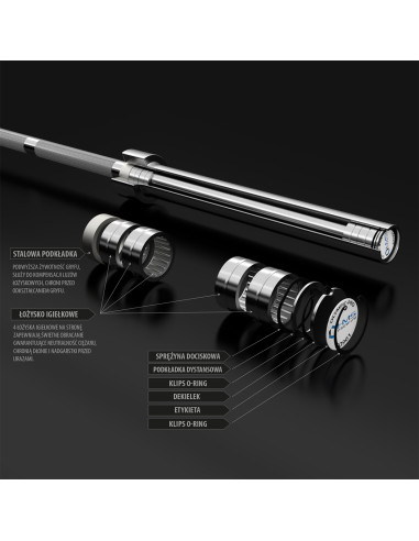 20 KG 2200 MM ОЛИМПИЙСКА ЩАНГА HMS PREMIUM + ZG1500 SILVER LOCK JAW CLAPS (2 БР.)