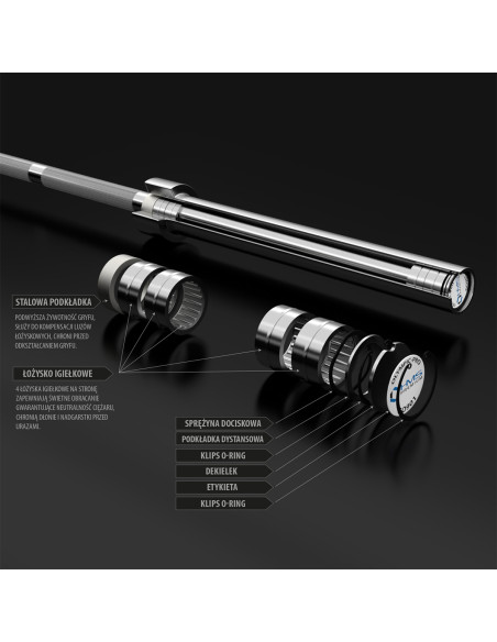 20 KG 2200 MM ОЛИМПИЙСКА ЩАНГА HMS PREMIUM + ZG1500 SILVER LOCK JAW CLAPS (2 БР.)