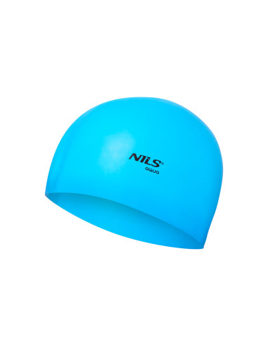 ЕДНОЦВЕТНА BL02 СИНЯ СИЛИКОНОВА ПЛУВНА ШАПКА NILS AQUA