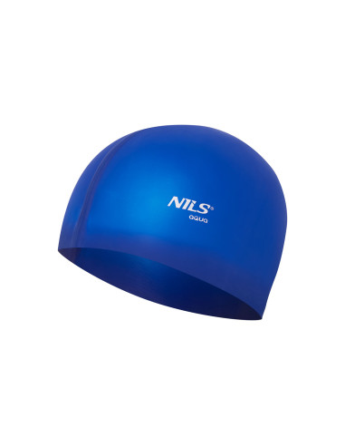 ЕДНОЦВЕТНА BL04 ТЪМНО СИНЯ СИЛИКОНОВА ПЛУВНА ШАПКА NILS AQUA