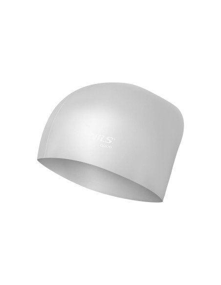 ОБИКНОВЕНА СИВА ПЛУВНА ШАПКА ЗА ДЪЛГА КОСА СИЛИКОНОВА NILS AQUA