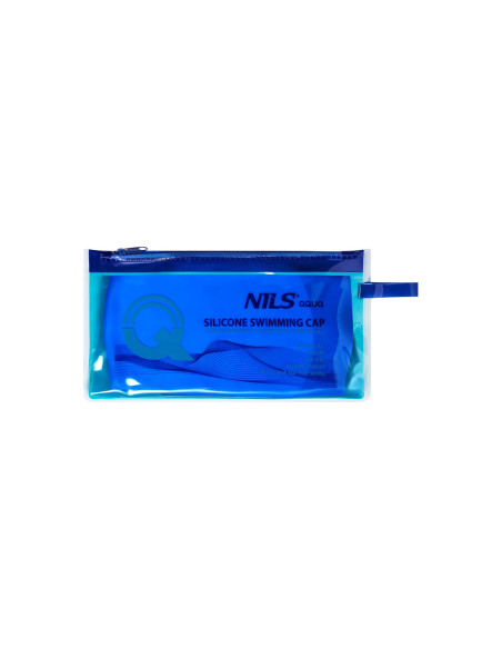 ОБИКНОВЕНА СИНЯ ПЛУВНА ШАПКА ЗА ДЪЛГА КОСА СИЛИКОНОВА NILS AQUA