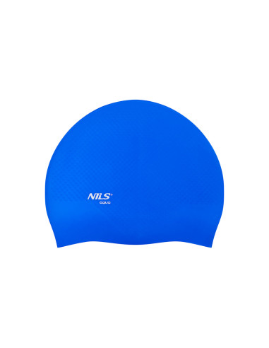 ПЛАВНА СИНЯ ШАПКА ЗА ПЛУВНА СИЛИКОНОВА НА ТОЧКИ NILS AQUA