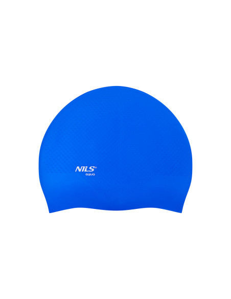 ПЛАВНА СИНЯ ШАПКА ЗА ПЛУВНА СИЛИКОНОВА НА ТОЧКИ NILS AQUA