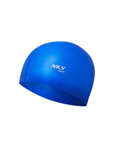 ПЛАВНА СИНЯ ШАПКА ЗА ПЛУВНА СИЛИКОНОВА НА ТОЧКИ NILS AQUA