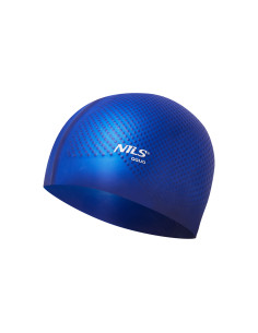 ПЪЛНА ТЪМНОСИНЯ СИЛИКОНОВА ПЛУВНА ШАПКА НА ТОЧКИ NILS AQUA