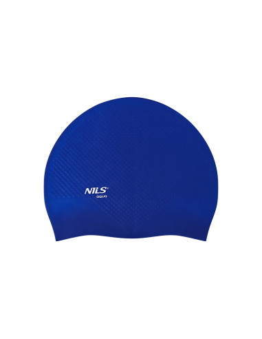 ПЪЛНА ТЪМНОСИНЯ СИЛИКОНОВА ПЛУВНА ШАПКА НА ТОЧКИ NILS AQUA